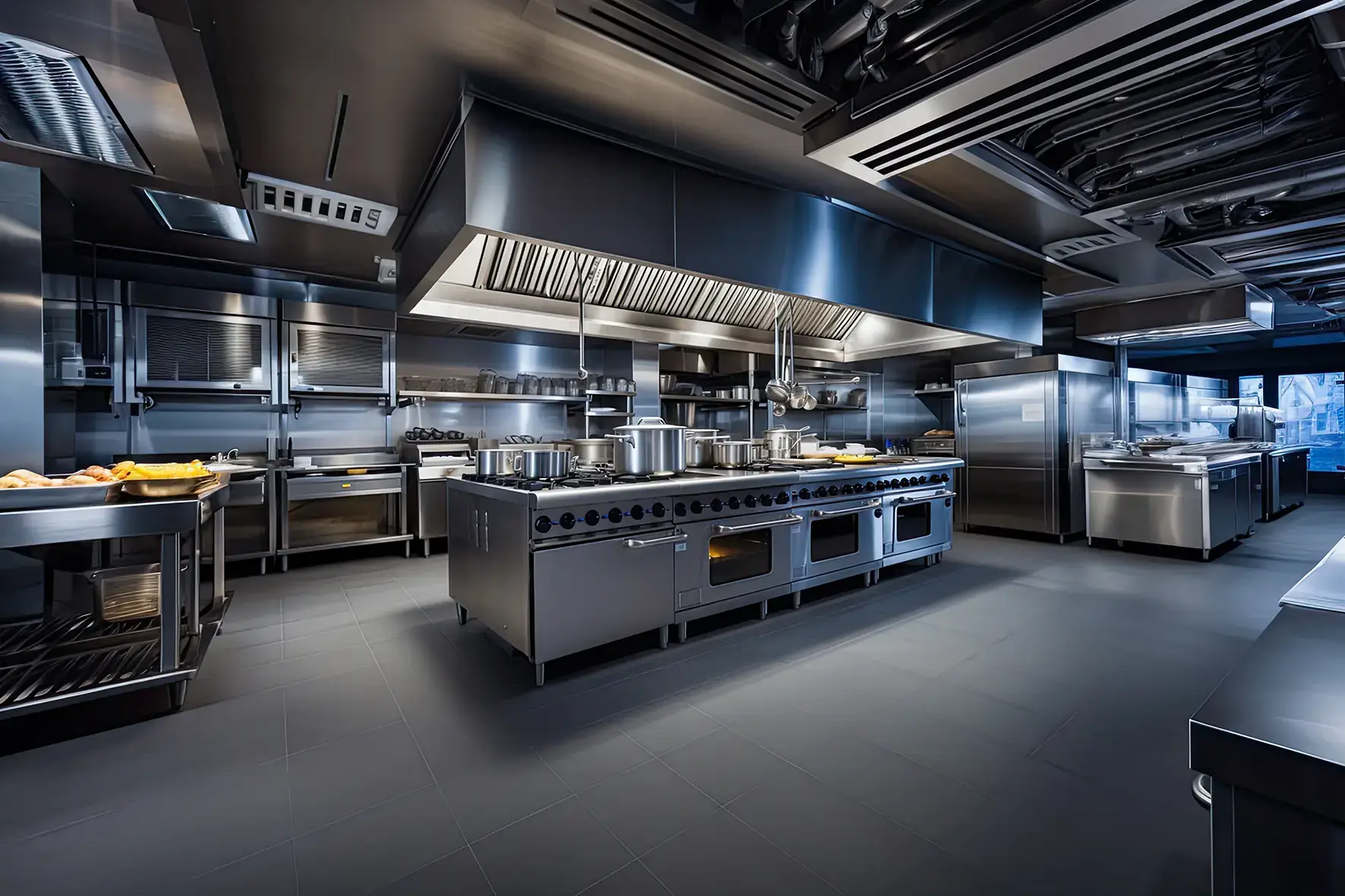 Refrigeration and ventilation systems in commercial kitchens